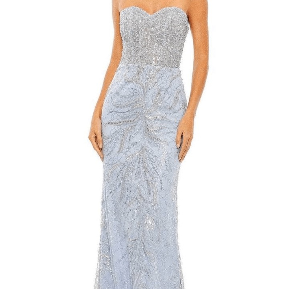 NWT Mac Duggal Stunning Cinderella Blue Rhinestoned Gown